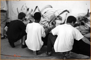 Graffiti workshop organized by Archigraphik and KANVA. Photo credit: Marie-Claude Bergeron.