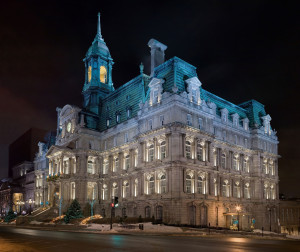 The illumination of the Montréal City Hall, by Eclairage Public. Photo: Marc Cramer